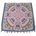 New arrival pakistani scarf hijab tribal print scarf cotton voile material tassel scarf